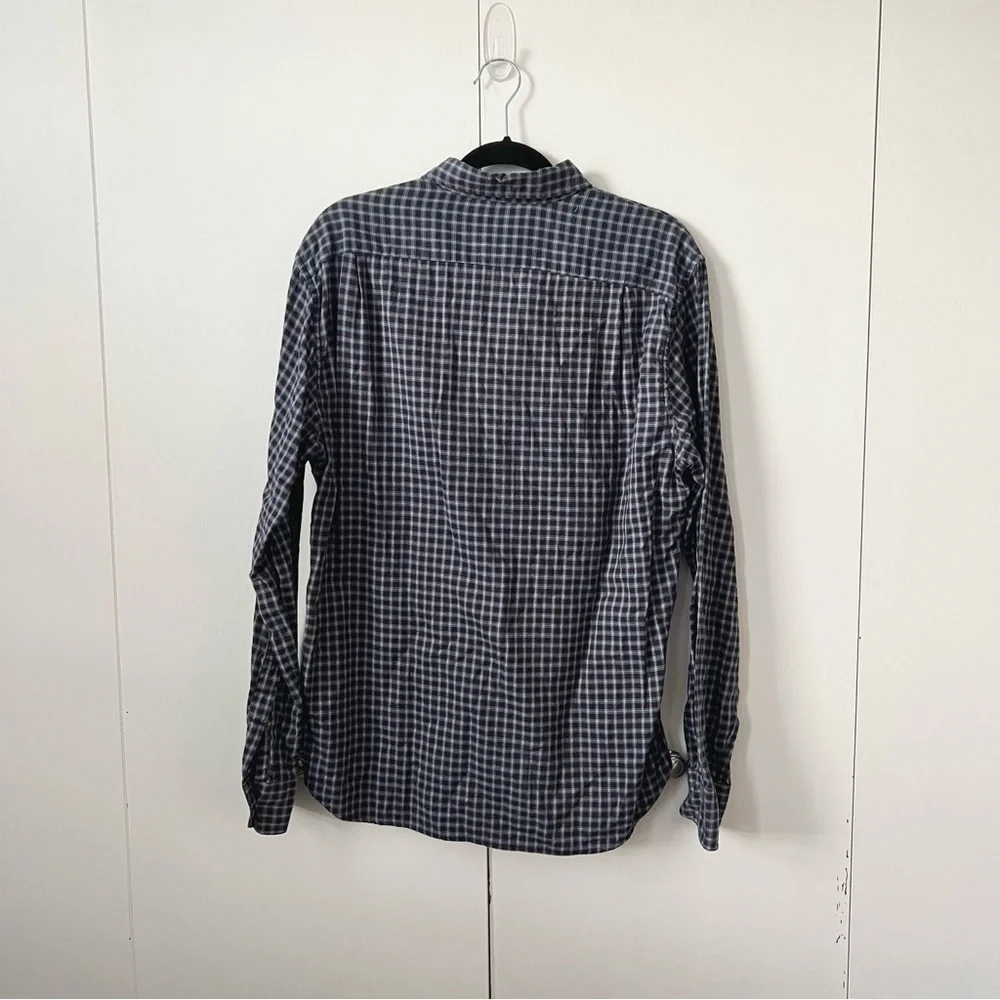 J. Crew Slim Men’s Blue and White Checkered Casual Button Down Shirt Size Large